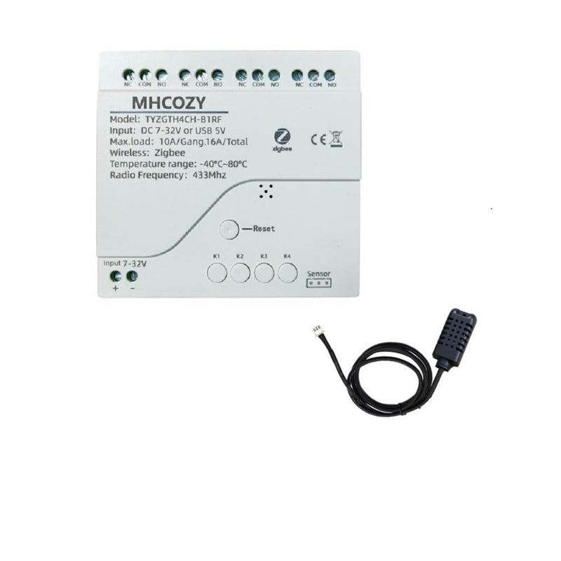 [Australia - AusPower] - Tuya app Zigbee Temperature Humidity Sensor Controller,Phone Monitor and Control Temperature Humidity Anywhere with 4 Channel 32V 10A Dry Contact Relay Switch,Compatible with Alexa Google Home 