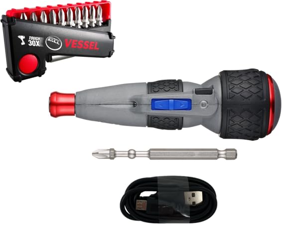 VESSEL e-ASSIST high-speed electric screwdriver with 11-piece bit set, US model