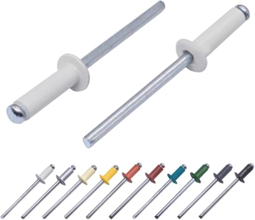 300 painted aluminum blind rivets, 5/32 x 9/16 inch, dome head, grey white RAL 9002 with steel mandrels