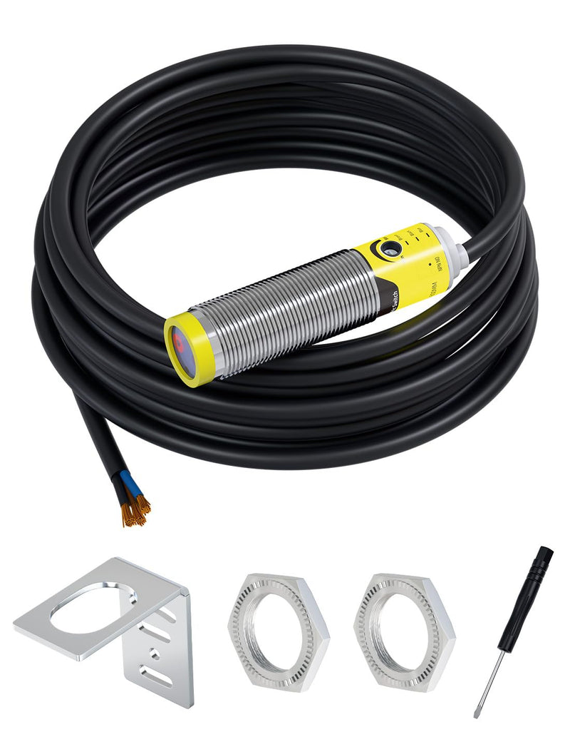 [Australia - AusPower] - DIHOOL Photoelectric Proximity Sensor, Laser Motion Switch,IP65 Waterproof, Normally Open NPN NO, M16, 3 Wires,12V/24V Input(10-30VDC), Detection Distance Adjustable from 3cm to 80cm 