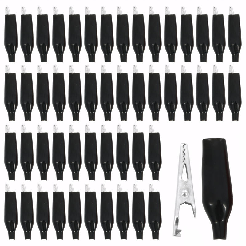 [Australia - AusPower] - 50PCS Small Alligator Clips, Iron Nickel Plated Alligator Clips Suitable for Laboratory Electrical Test Work and Cable Lead Clips, Black 