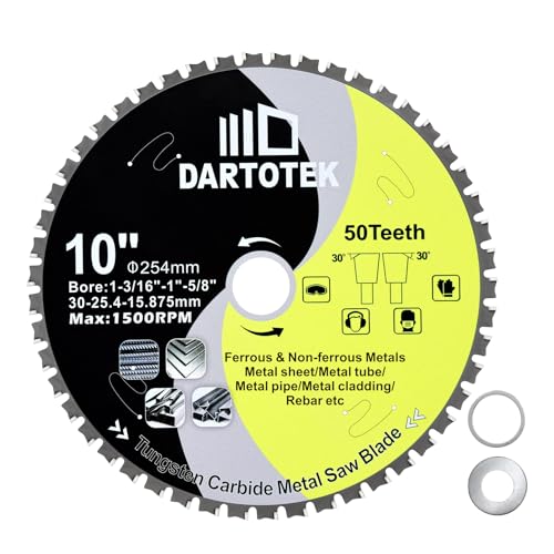 Metal Saw Blade 254mm x 30/25.4/15.875mm Metal Cutting Disc TCT | Circular Saw Blade for Metal, Iron, Nickel, Titanium, Ferrous Metals, 50 Teeth Tungsten Carbide, 254 mm for Circular Saw 254MM 1