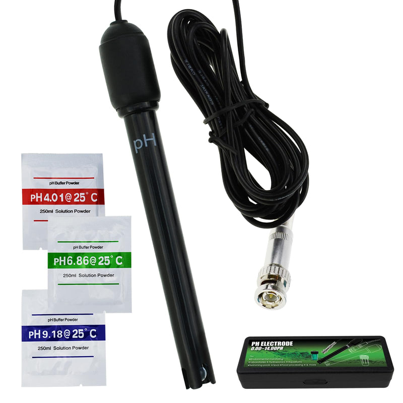 [Australia - AusPower] - pH Electrode Probe with BNC Connector, 300cm Cable, 0-14 pH Range – pH Probe for Water, Long Body Replacement Electrode Sensor for pH Meter, Controller, Water Testing Tool 
