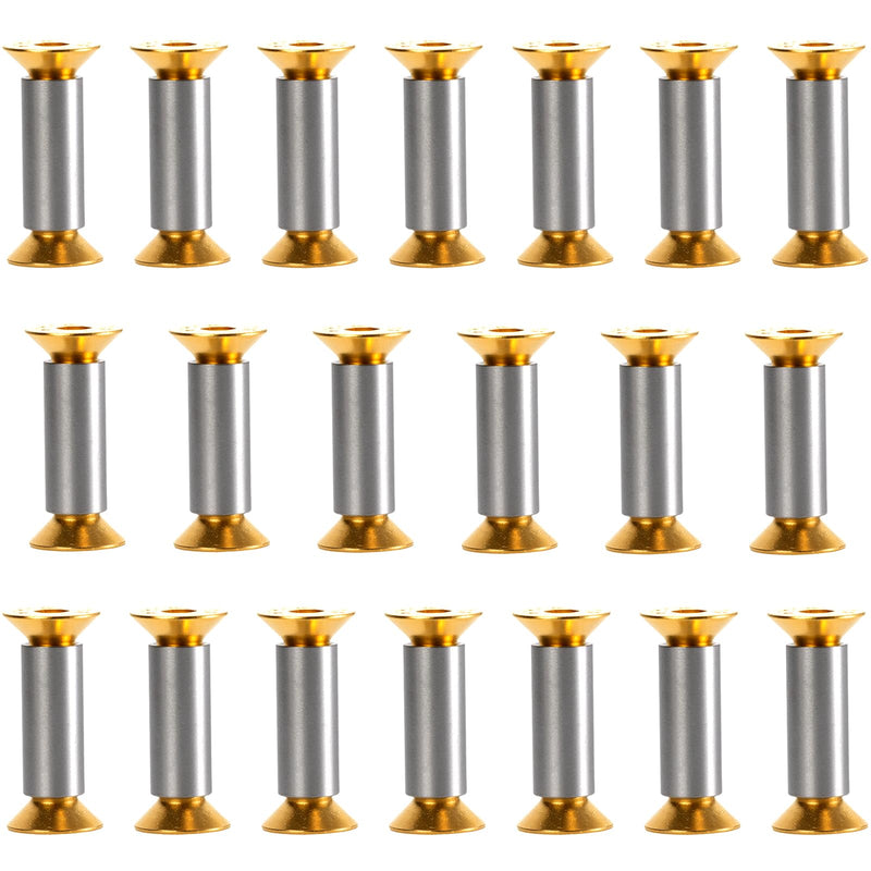 [Australia - AusPower] - 20-Pack Gold Hex Flat Head Knife Fasteners | M4 Alloy Steel Screws & Rivets Compatible with Blade Repair 