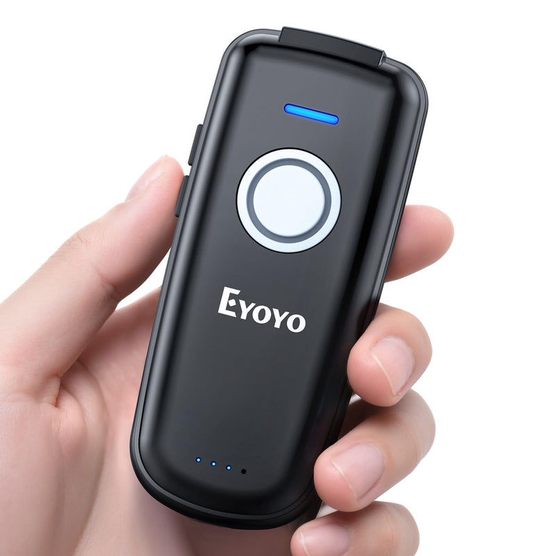 Eyoyo Mini Barcode Scanner Wireless: Portable 3-in-1 Bluetooth Bar Code Scanner with Battery Level Indicator, USB CCD Image Reader for Small Business Compatible with iPhone iPad Android POS Computer Gray