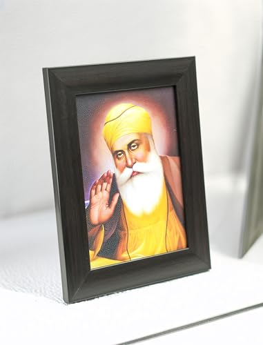 All Sikh God Picture Wall Frame (5 X 7 Inches) Guru Gobind Singh Ji Photo With Frame Nanak Dev Baba Deep Singhji Photo Frame Wall Hanging TableTop Sikh God Photo Frame Hanging Visakhi Diwali Gift Guru Nanak Dev Ji Black Frame
