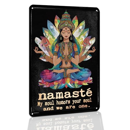 Funny Metal Sign,Namaste My Soul Honors Your Soul 8x12 Inch Black -9