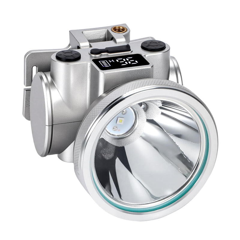 High Brightness LED Headlamp with Display Screen Rechargeable USB-C Waterproof Headlight with Runtime Indicator 4 Lighting Modes Light for Camping, Work, Hunting, Fishing (Mode 505 - White Light) Model-505