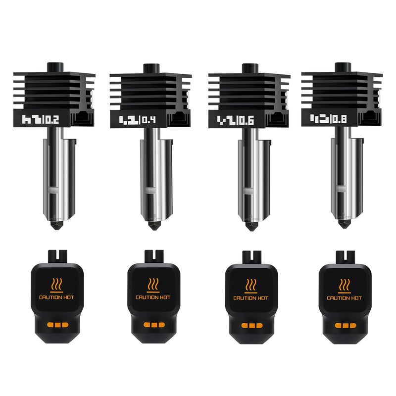 [Australia - AusPower] - 4Pack 0.2/0.4/0.6/0.8MM H2 Series/P2S Hotend for Bambu Lab H2D/H2S/H2C Combo/P2S 3D Printer, High Temperature Quick Swap Hardened Steel Nozzle Replacement 3D Printer Extruder 4PCS 0.2/0.4/0.6/0.8MM Hotends 