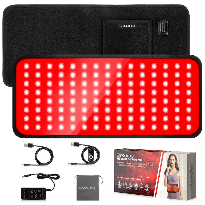 [Australia - AusPower] - Red Light Therapy for Body, 19.6'' x 8.6'' Near Infrared Light Therapy Pad with 3-in-1 Chip 120 LEDs Bead with Timer Remote Control, 660nm & 850nm Therapy Belt Wrap for Muscle Pain Relief 