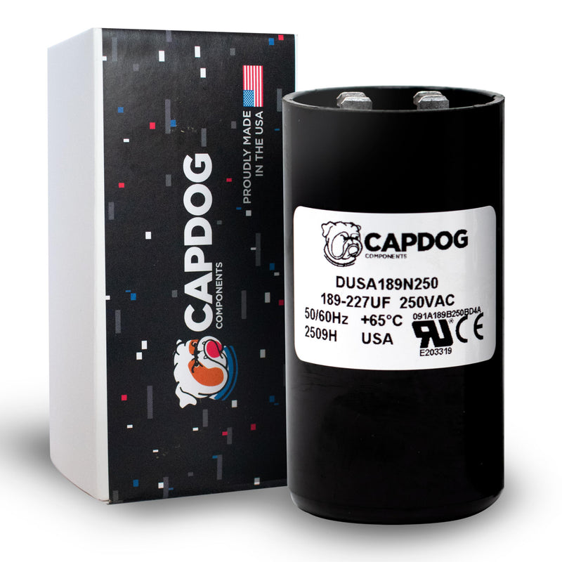 [Australia - AusPower] - Capdog USA Made 189-227uf MFD 110/125/250 VAC Motor Start Capacitor Replacement for 2MET7 44ZU52 11051 11951 CAP-189-250 and More 