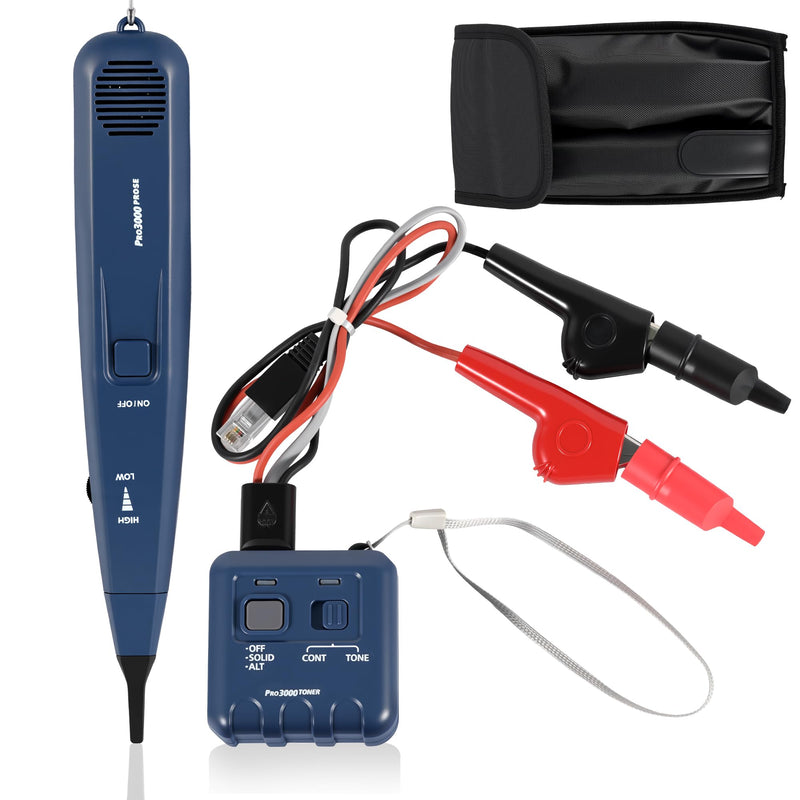[Australia - AusPower] - Pro3000 Tone Generator and Probe Kit, Wire Tracer Cable Toner, Handheld Telephone Line Finder Network Cable Tester with SmartTone Technology Electrical Tool Kit 