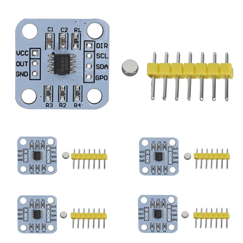 5pcs AS5600 Encoder, Magnetic Induction Angle Measuring Sensor Module | 12-bit high-precision with magnet