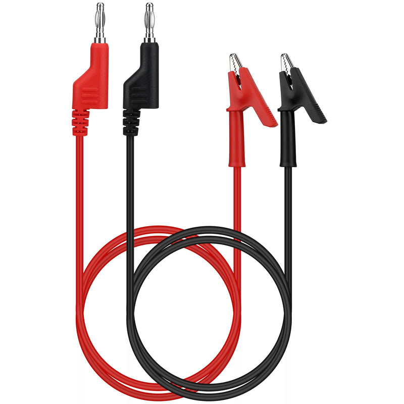 [Australia - AusPower] - SWANLAKE 2-Piece Banana Plug to Alligator Clip Test Leads, 1000V 15A 3.5ft/1M Multimeter Electrical Alligator Clips, Flexible Copper Cable Banana Plug, Electrical Wires with Gator Clips 