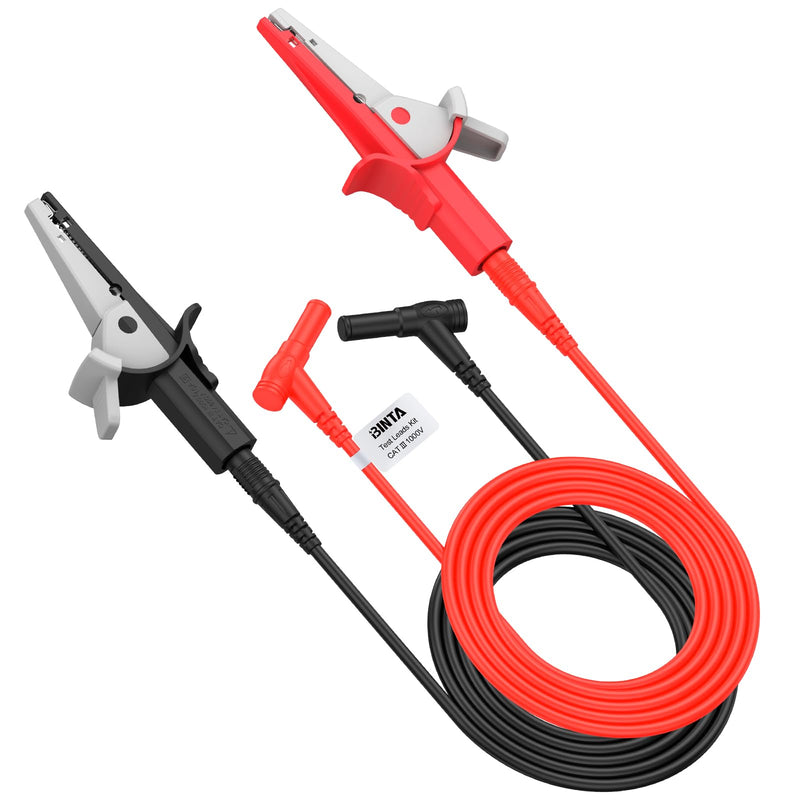 [Australia - AusPower] - BINTA 2PCS Heavy Duty Alligator Clips Test Leads, Multimeter Alligator Clips Leads with Angle 4mm Banana Plug for Home DIY Automotive Industrial Electrical Testing, 3.3 Feet 