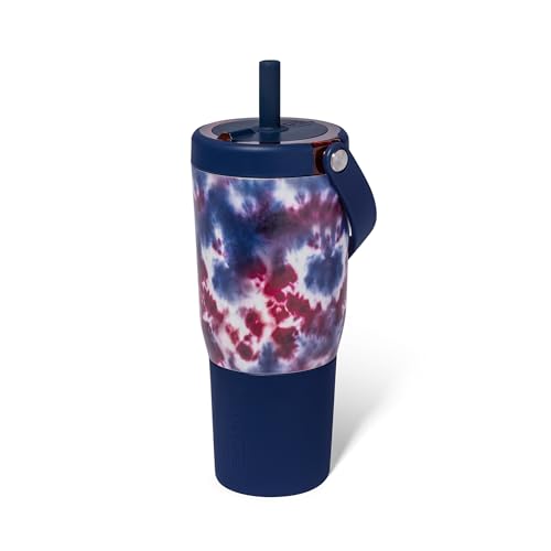 BrüMate Resa 25oz 100% Leakproof Travel Tumbler w/Handle & Straw | Flexible SoftSip Straw | Silicone Sleeve for Durability | Stainless Steel | Cup Holder & Travel Friendly Water Bottle (Star Burst)