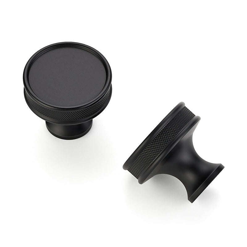 Ravinte 30 Pack 1-1/5"(30mm) Matte Black Cabinet Knobs Knurled Dresser Drawer knobs Kitchen Cupboard Handles for Cabinet Hardware