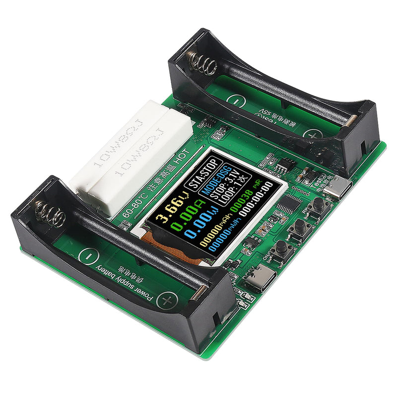 [Australia - AusPower] - 1Pcs Type-C 18650 Battery Capacity Tester Lithium Battery Internal Resistance Digital Display Detector 1-Channel Automatic Charge Discharge Module for Flat Ends 18650 Batteries 