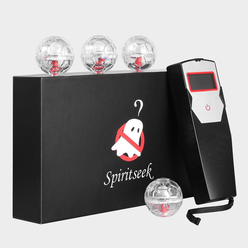 [Australia - AusPower] - Ghost Hunting Equipment Tester with 4 Cat Balls, Hand-held Digital LCD Paranormal Investigation Instrument for Home, Office & Outdoor Spirit Inspections Ideal for Gifts Kit 