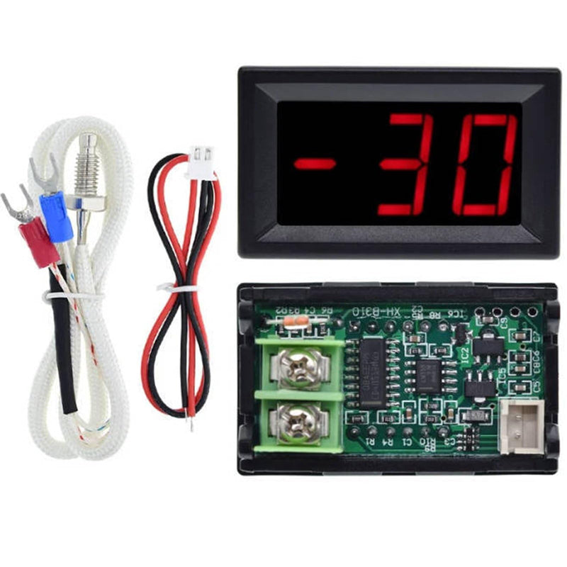 [Australia - AusPower] - 12V Red Fahrenheit Digital Temperature Gauge -58F~239F LED Display Screen with Terminal Wire and 0.5 Meter K-Type Thermocouple 