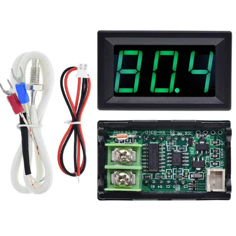 [Australia - AusPower] - 12V Green Fahrenheit Digital Temperature Gauge -58F~239F LED Display Screen with Terminal Wire and 0.5 Meter K-Type Thermocouple 
