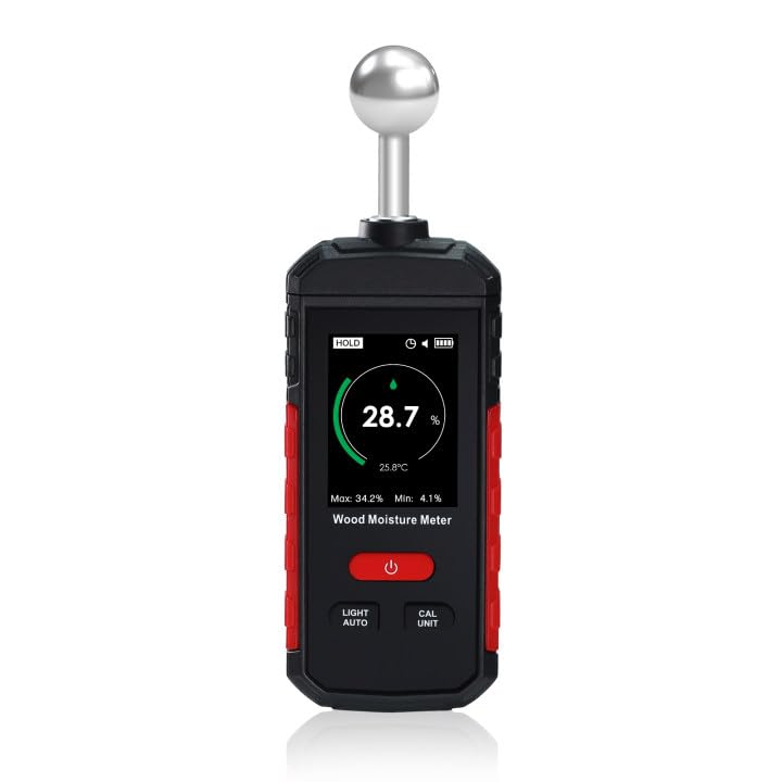 [Australia - AusPower] - Rechargeable Wood Moisture Tester for Wood Tester Reader for Furniture Firewood Moisture Tester, Drywall Moisture Detector Moisture Content Meter Lumber Logs Floors Carpet Ceiling Building Material 