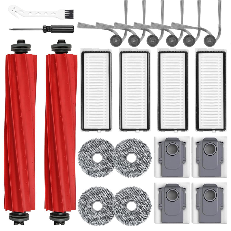 [Australia - AusPower] - Accessories Replacement Kit Compatible With Roborock QV 35A 35S Robot Vacuum Cleaner,2 Main Brush Roller,4 Hepa Filters,4 Mop Pads,6 Side Brushes,4 Dust Bags,2 Tool 