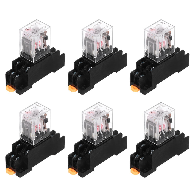 [Australia - AusPower] - MECCANIXITY 6Pcs AC 24V Electromagnetic Power Relay, 8-Pin 5A Power Coil Relay with LED Indicator and Socket Base DPDT 2NO 2NC - MY2NJ for Industrial, Home Appliances and DIN Rail System 2NO-2NC AC24V 