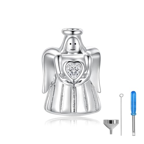 925 Sterling Silver Angel Urns Charm for Ashes-Cremation Jewelry Charm fits Bracelets and Necklace-Memorial keepsake Charms for Aashes for Women