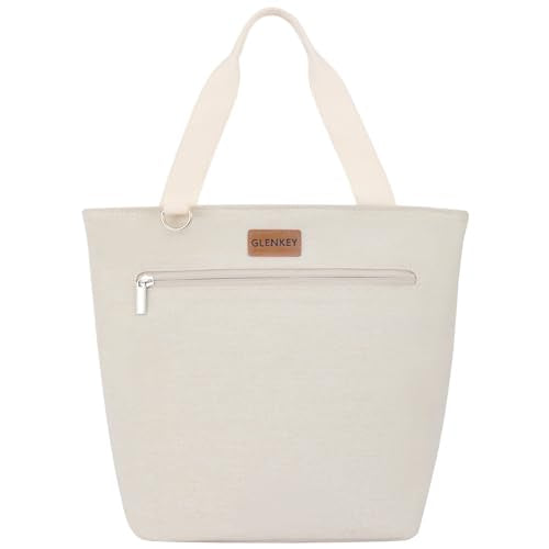 Insulated Lunch Tote Women Work 2 Pockets Cooler Bag 16 Bottle Beige X-Large 16_White