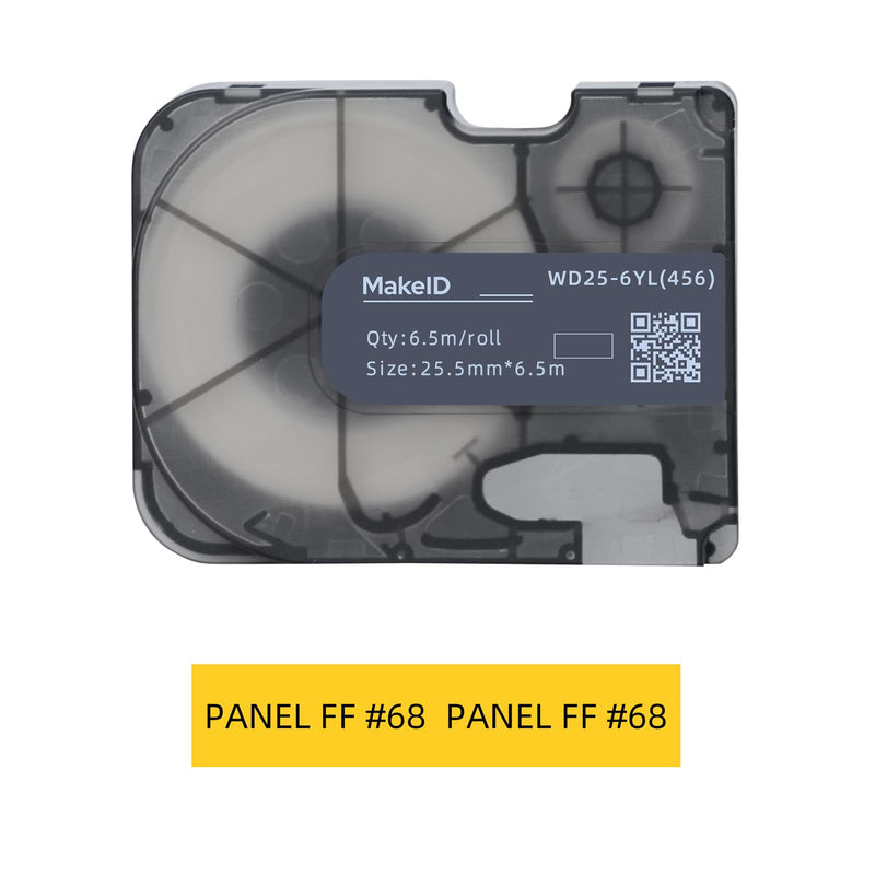 [Australia - AusPower] - MakeID P31S&P31 All-Weather PET Label Tape with Ribbon Cartridge for Indoor/Outdoor ID and Equipment Labeling - for P31S&P31 Label Maker - 19.68ft L/Roll Yellow .98"(25mm) 