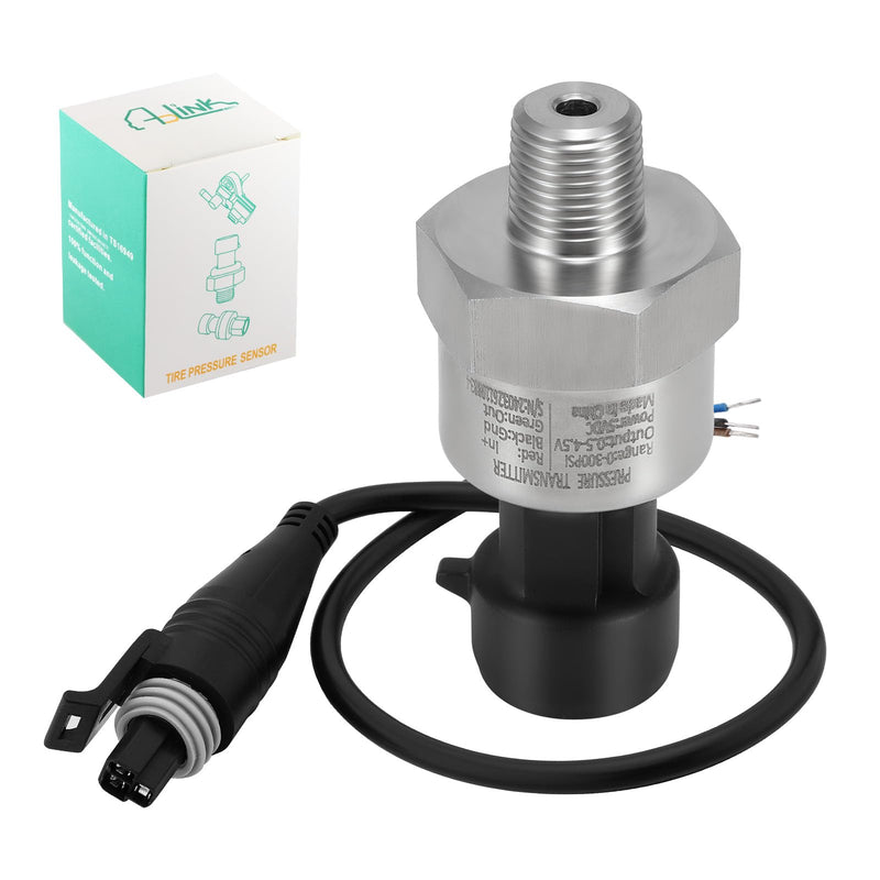 [Australia - AusPower] - 300 PSI Pressure Transducer Sender Sensor with 1/8" -27 NPT 316 Stainless Steel Thread and Harness Connector for Oil Fuel Air Water Pressure 300 PSI 