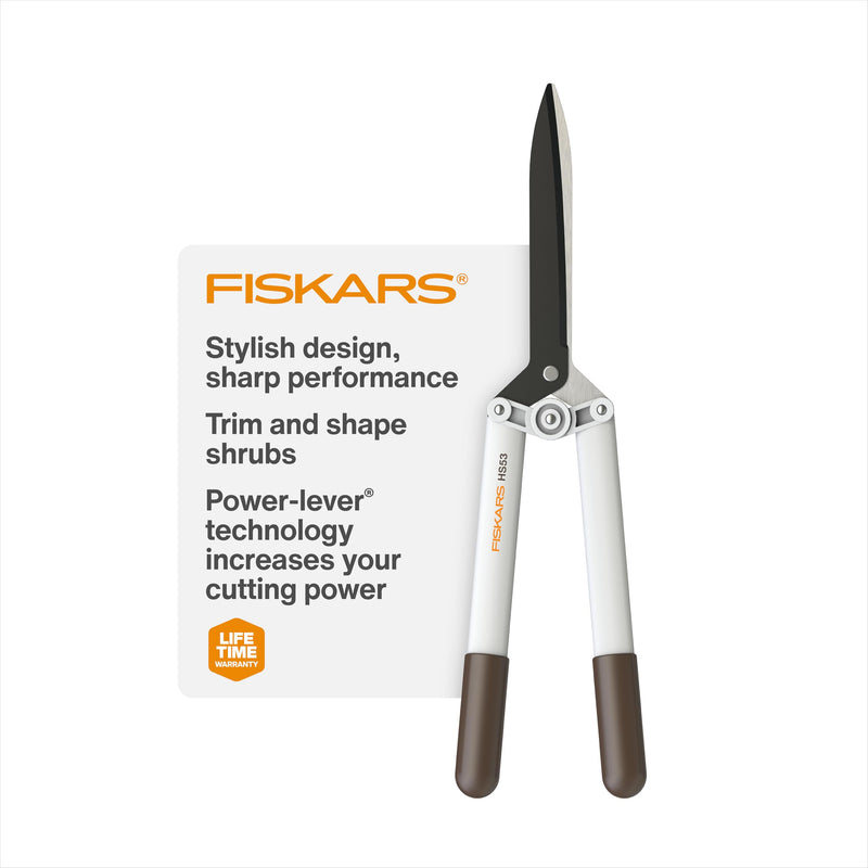 Fiskars Hedge Shears with PowerLever, Lightweight Garden Trimmers, White