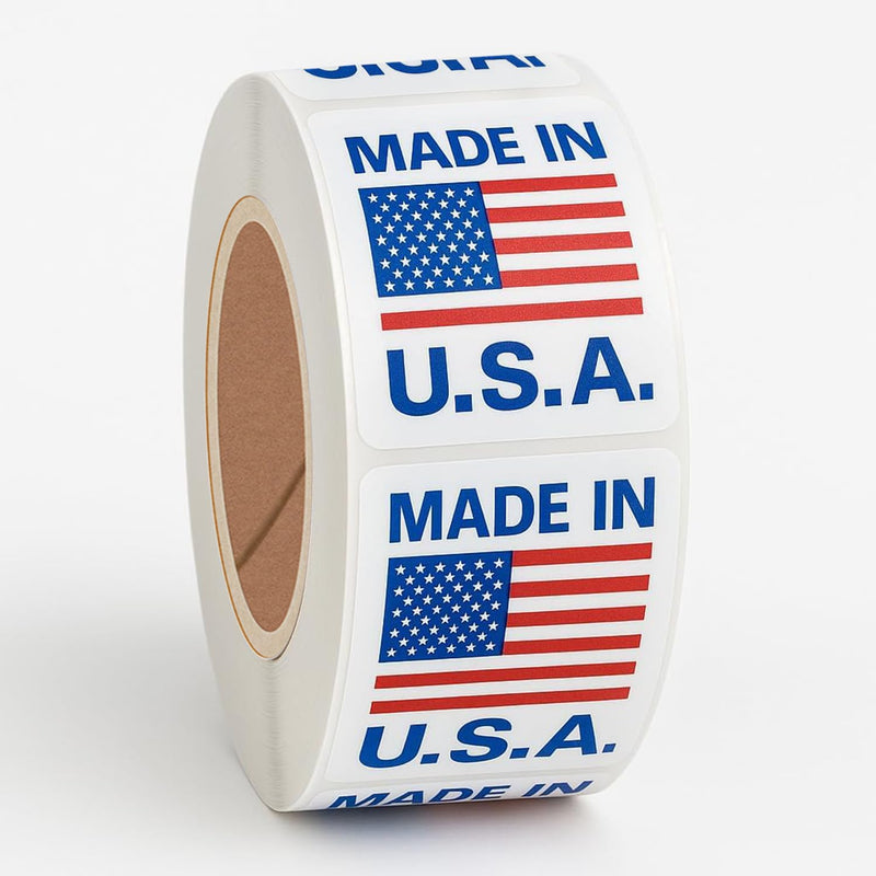 1000pcs Made in USA Pre-Printing Stickers with Flag 1x1 inch Permanent Adhesive Labels - Mysuevin