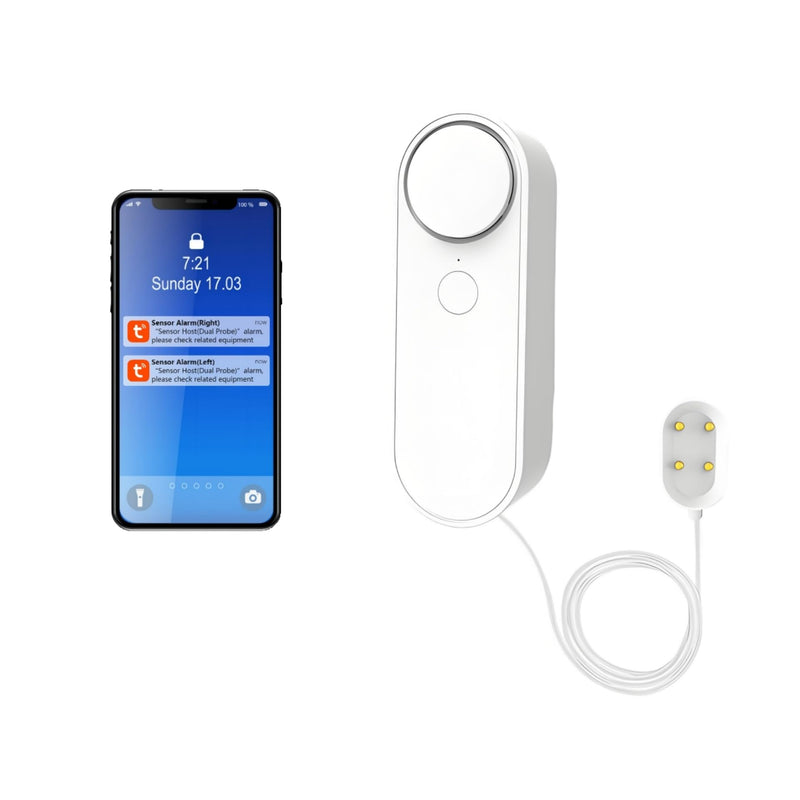 Lancoon WiFi Water Leak Detector with App Alerts Adjustable 100dB Alarm Smart Home Device with 6.5 Feet Detection Line for Basement Bathroom Pool Aquarium Water Leakage Probe