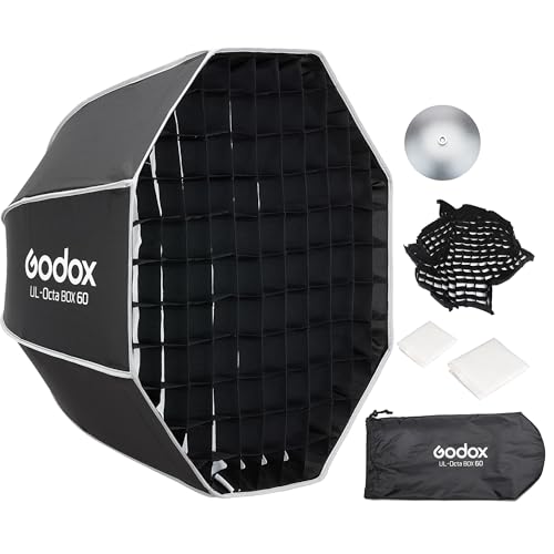 Godox 24" Foldable Octagon Softbox, Quick Release Strip Soft Box 24"
