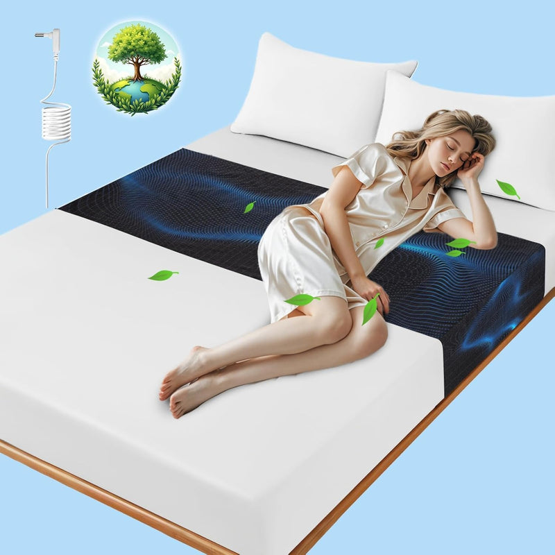 [Australia - AusPower] - Grounding Sheet for Bed, Grounding Half Sheet Fits All Bed Sizes, Organic Cotton and Silver Fiber, Indoor Grounding Sheets for Full Body Balance & Wellness Support (24 x104inch) (Black) 