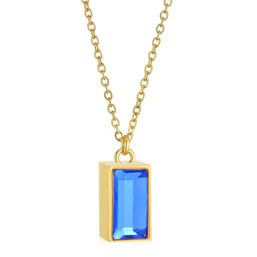 Mini Cube Urn Necklaces Cremation Jewelry for Ashes for Women Men Cremate Urn Locket for Human Ashes Holder Memorial Jewelry with Crystal Front Gold Blue