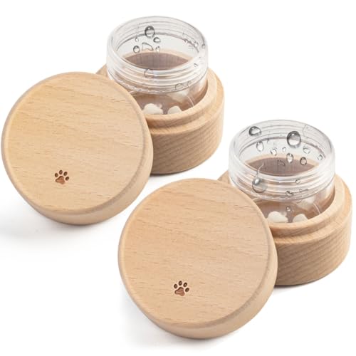 2PCS Pet Urns for Dog or Cat Ashes, Small urns for pet Ashes, Pet Hair Keepsake Box, Wooden Pet Cremation Urns, Wooden Pet Fur Memorial Box Pet Loss Gifts Memorial Gifts (Paw Prints) Paw prints