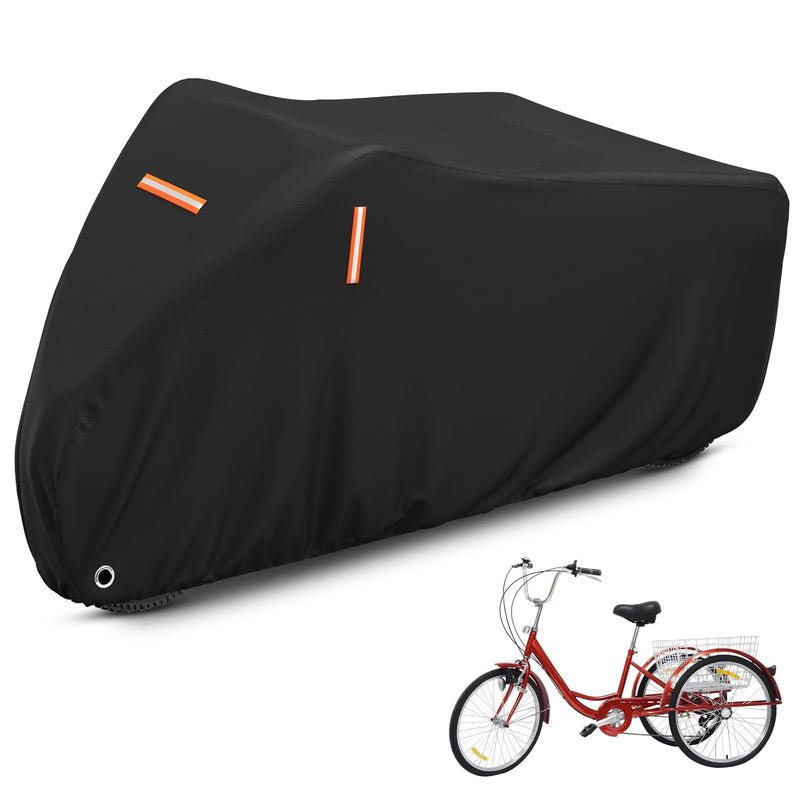 Adult Tricycle Cover Electric Tricycle Cover,Outdoor Waterproof and Dustproof Storage Bicycle Cover,Heavy Duty Oxford Cloth Tricycle Cover,Black