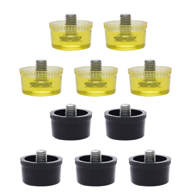 [Australia - AusPower] - Multipurpose 25mm/30mm/35mm/40mm/45mm Rubber Hammer Heads Replacement Set for Hammer Installation Repair 
