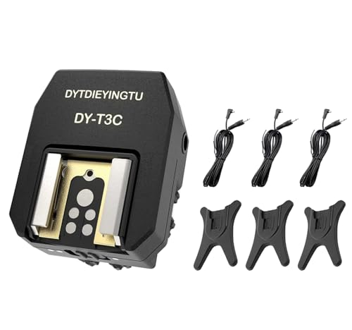 DY-T3C Set Style Multi-Functional hot Shoe Adapter, Single-Lens Reflex Camera Universal Flash Expansion Accessory/ Also Applicable Mini Camera Flash Height-Increasing Conversion Accessories DY-T3C 1pcs + PC cable 3pcs