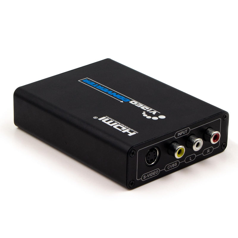 3RCA AV CVBS Composite & S-Video R/L Audio to HDMI Converter Adapter with 4 : 3/16 : 9 Aspect Ratio Switch /3.5mm Audio / 480P/576P/720P/1080P Output Switch for VHS/VCR/DVD Player to View on HDMI TVs