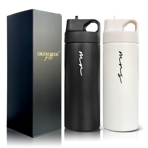 Mr&MrsGifts Honeymoon Essentials Cups Mr and Mrs Travel Tumblers, MM XZ-MM