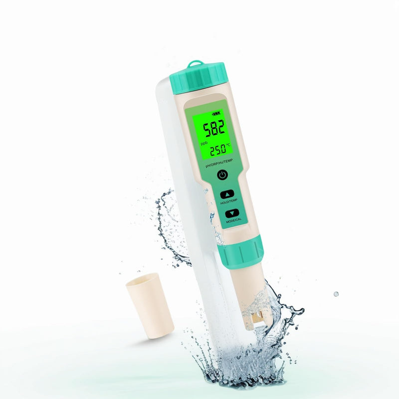 [Australia - AusPower] - Hydrogen Water Tester, 4-in-1 pH H2 ORP Temp Meter, High Accuracy Hydrogen Tester for Water, Portable ORP Meter for Drinking Water, Aquarium, Hydrogen Water Bottle, Home and Lab Use, Pool Green 