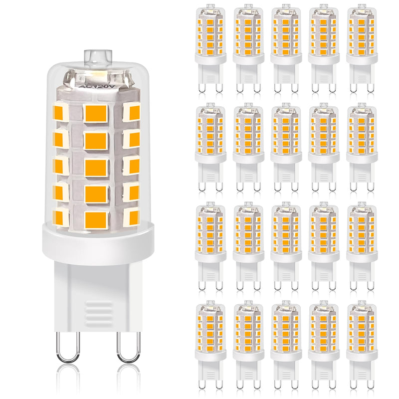 BUBO G9 LED Bulb 2700K Soft White 430 Lumens, 3W Equivalent 40W T4 G9 Halogen Replacement, 360°Beam Angle 120V Non-Dimmable No-Flicker G9 Light Bulbs for Crystal Chandelier Lighting, 20 Pack