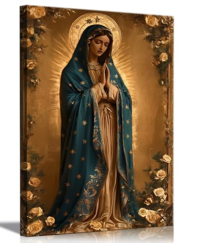 Our Lady of Guadalupe Canvas Wall Art Virgin Mary Wall Decor Picture Catholic Spiritual Poster Print Church Prayer Room Living Room Home Decoration 16x24in 24"L x 16"W