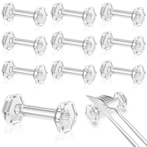 10 Pcs Crystal Acrylic Dumbbell Cutlery Holder Gift Set High Transparent Knife Chopstick Spoon Holder Restaurant Supplies for Placing Tableware Table Decoration Wedding Housewarming Favor Gifts