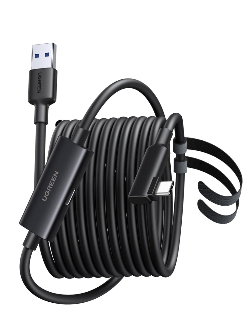 UGREEN USB 3.0 to USB-C Cable, Right Angle Cable for Oculus Quest 2/3 Link Cable for PC VR Gaming & Fast Charging, 5Gbps Data Transfer, 18W PD Power Delivery, 16FT
