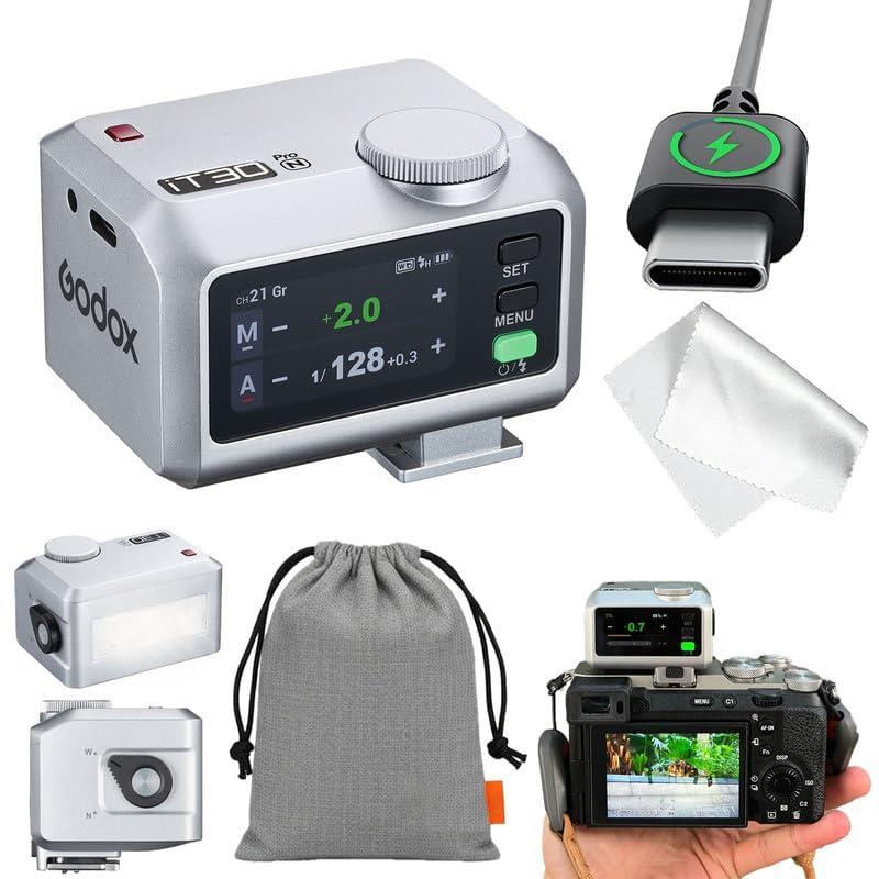 Godox iT30 pro N TTL Mini Flash - GODOX iT30Pro N for Nikon - GoDOx IT30 Pro for Nikon GodOX TTL Flash, Wireless Master & Receiver, HSS 1/8000 Second, 2.4G Wireless, GodOX Flash Silver IT30PRO for Nikon